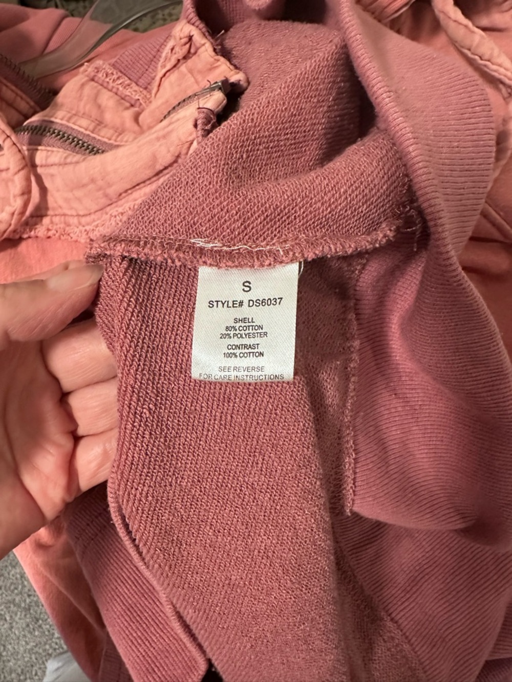 Oli & Hali Pink Rose Mineral Washed Contrast Hooded Zip Front Jacket Sz Small - Picture 5 of 5
